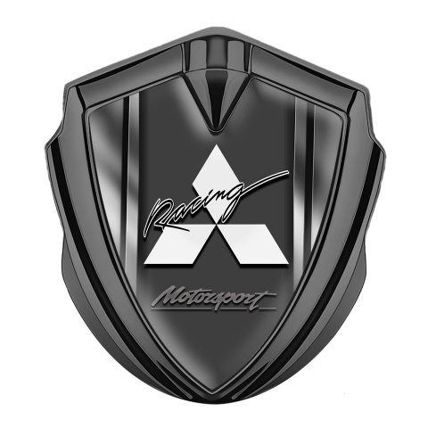 Mitsubishi Emblem Aufkleber Autozubehor Graphit Tonfarbe mit MetallRahmen Basiss und Weiss logo