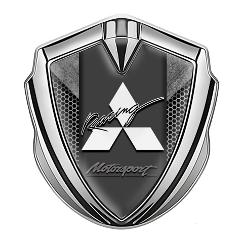 Mitsubishi Seitenflugel Emblem Aufkleber Silbertonfarbe Mesh mit Steinelement Basis Effekt