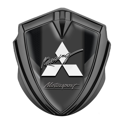 Mitsubishi Emblem Auto Zeichen Graphit Tonfarbe mit Schwarz Grau Fragmente und Weiss Logo
