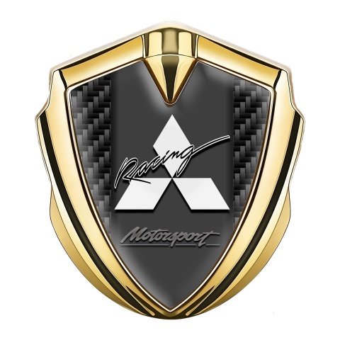 Mitsubishi Emblem Auto Zeichen Goldtonfarbe mit Schwarz Carbon Weiss logo Stil