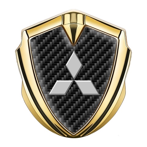 Mitsubishi Emblem Aufkleber Autozubehor Goldtonfarbe Schwarz Kohlenstoff Grau Logo