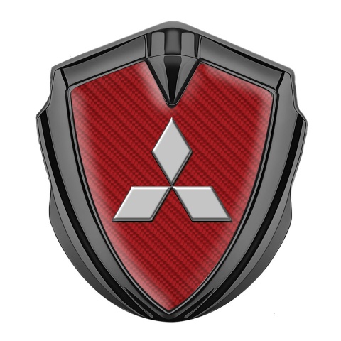 Mitsubishi Selbstklebendes Metallaufkleber Emblem Graphit Tonfarbe Rote Kohlenstoff Grau Logo Stil