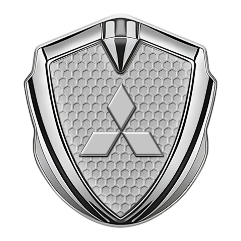 Mitsubishi Seitenflugel Emblem Aufkleber Silbertonfarbe Wabeneffekt Basis und Grau logo stil