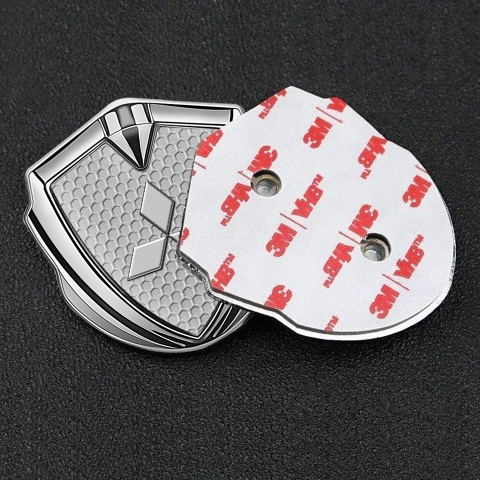 Mitsubishi Seitenflugel Emblem Aufkleber Silbertonfarbe Wabeneffekt Basis und Grau logo stil