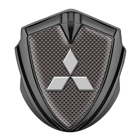 Mitsubishi Seitenflugel Emblem Aufkleber Graphit Tonfarbe mit Braun Carbon und Grau Logo