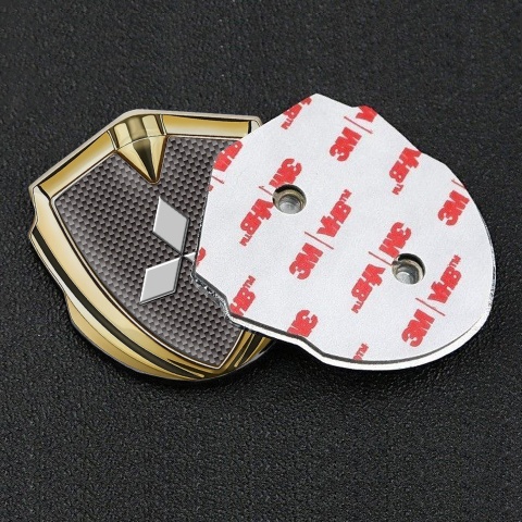 Mitsubishi Seitenflugel Emblem Aufkleber Goldtonfarbe mit Braun Carbon und Grau Logo