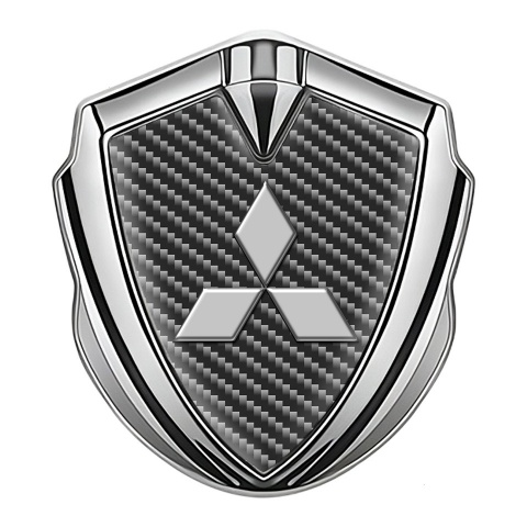 Mitsubishi Emblem Auto Zeichen Silbertonfarbe mit dunkles Kohlenstoff Basis und Grau Logo