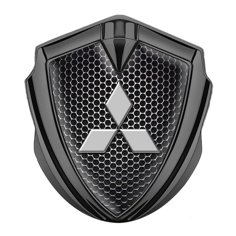 Mitsubishi Selbstklebendes Metallaufkleber Emblem Graphit Tonfarbe Perforierter Stahl Effekt
