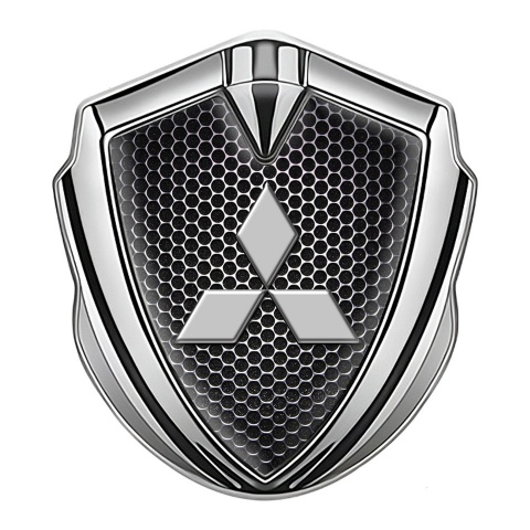 Mitsubishi Selbstklebendes Metallaufkleber Emblem Silbertonfarbe Perforierter Stahl Effekt