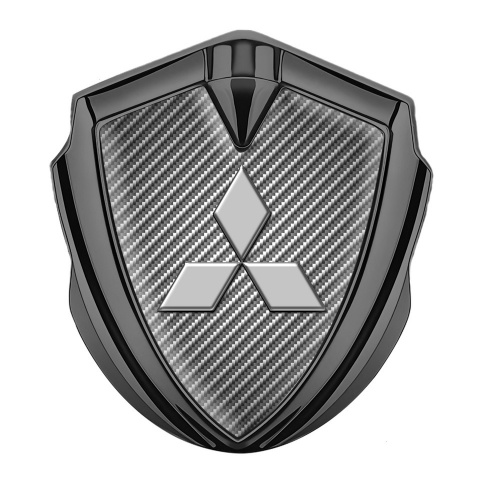 Mitsubishi Emblem Logo Schriftzug Aufkleber Graphit Tonfarbe Hell Carbon Version
