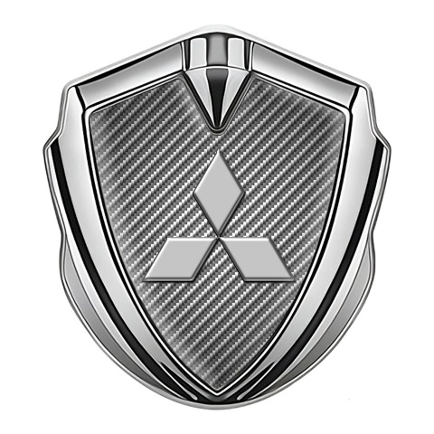 Mitsubishi Emblem Logo Schriftzug Aufkleber Silbertonfarbe Hell Carbon Version
