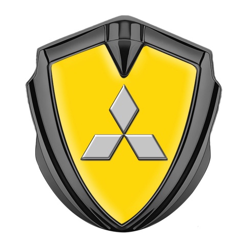 Mitsubishi Seitenflugel Emblem Aufkleber Graphit Tonfarbe mit Gelb Fundament und Klassisch Logo