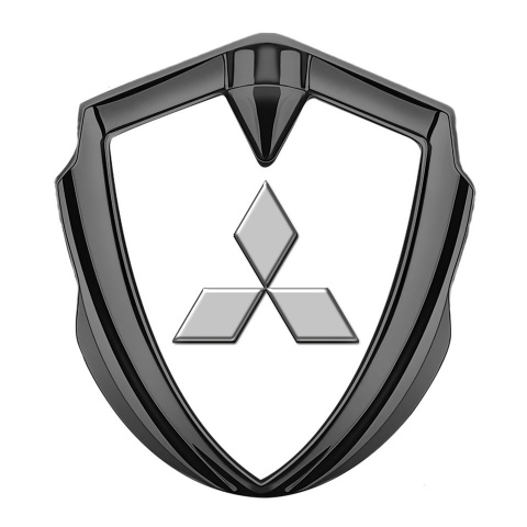 Mitsubishi Emblem Abzeichen selbstklebend Graphit Tonfarbe mit Weiss Hintergrund und Grau logo