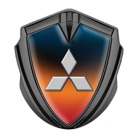 Mitsubishi Emblem Aufkleber Autozubehor Graphit Tonfarbe mit Orange Blau Basis und Grau logo