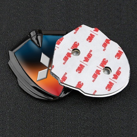 Mitsubishi Emblem Aufkleber Autozubehor Graphit Tonfarbe mit Orange Blau Basis und Grau logo
