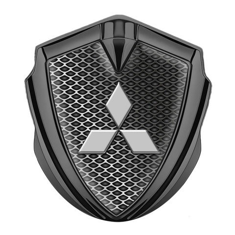 Mitsubishi Seitenflugel Emblem Aufkleber Graphit Tonfarbe mit Industrienetz Design und Grau Logo