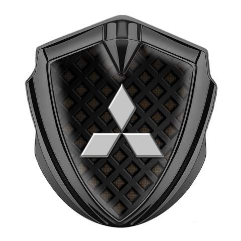Mitsubishi Emblem Auto Zeichen Graphit Tonfarbe mit Schwarz Gitter Basis Grau Logo
