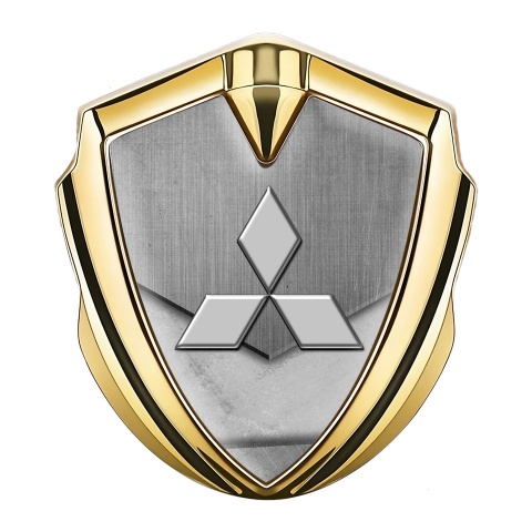 Mitsubishi Selbstklebendes Metallaufkleber Emblem Goldtonfarbe Steinplatten effekt Basis