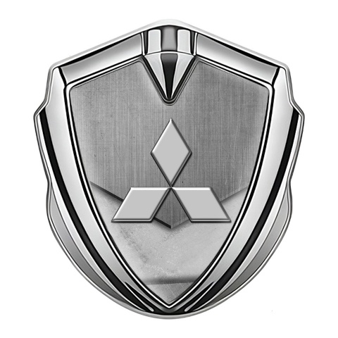Mitsubishi Selbstklebendes Metallaufkleber Emblem Silbertonfarbe Steinplatten effekt Basis