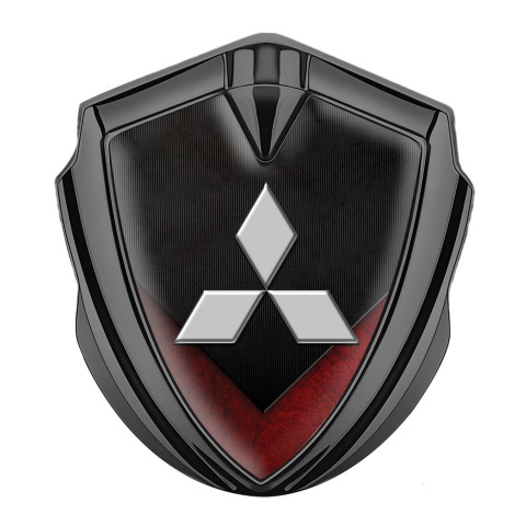 Mitsubishi Seitenflugel Emblem Aufkleber Graphit Tonfarbe mit Schwarz Rote Textur und Grau Logo