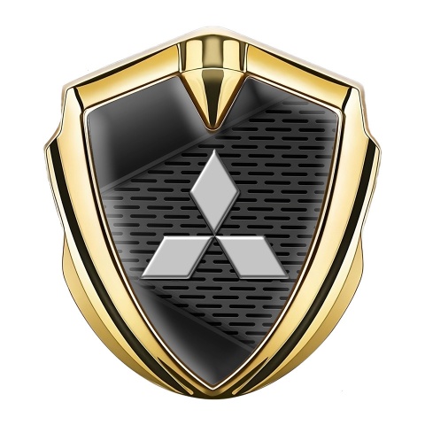 Mitsubishi Emblem Abzeichen Goldtonfarbe mit Dunkles Fragmente und Grau Logo