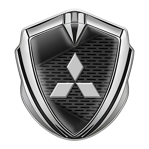 Mitsubishi Emblem Abzeichen Silbertonfarbe mit Dunkles Fragmente und Grau Logo
