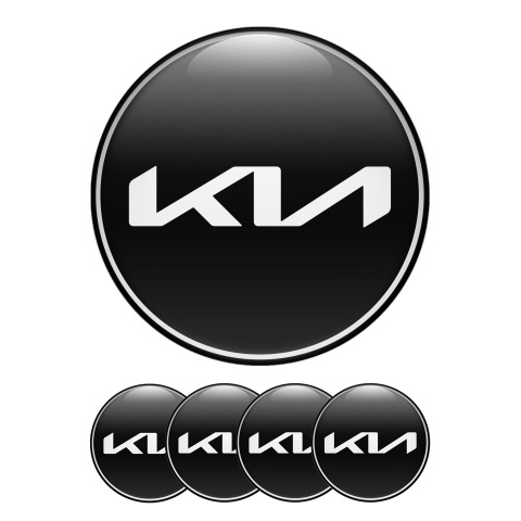 Kia Stickers Domed Wheel Center Cap New Logo Black Ring