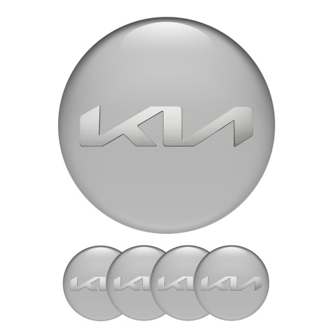 Kia Silicone Stickers Wheel Center Cap Grey with Metal Style Logo