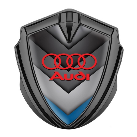 Audi Selbstklebendes Metallaufkleber Emblem Graphit Tonfarbe mit Grau Blau V forming Elemente Design