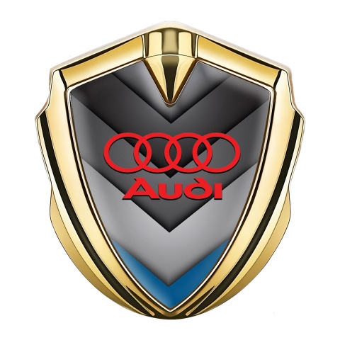 Audi Selbstklebendes Metallaufkleber Emblem Goldtonfarbe mit Grau Blau V forming Elemente Design