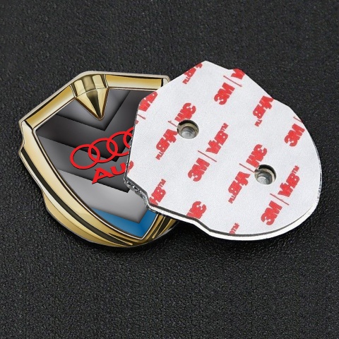 Audi Selbstklebendes Metallaufkleber Emblem Goldtonfarbe mit Grau Blau V forming Elemente Design