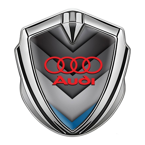 Audi Selbstklebendes Metallaufkleber Emblem Silbertonfarbe mit Grau Blau V forming Elemente Design