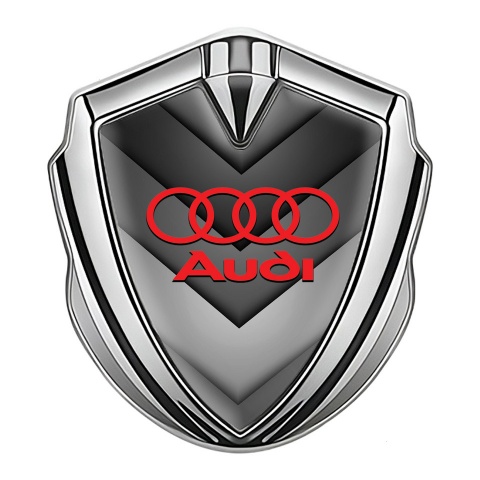 Audi Seitenflugel Emblem Aufkleber Silbertonfarbe mit Grau V forming Elemente Hintergrund Stil