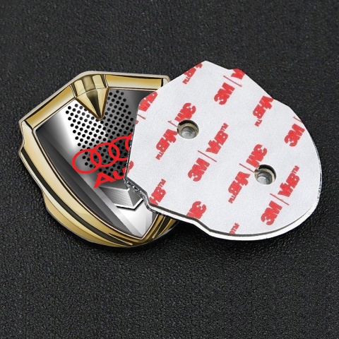 Audi Emblem Auto Zeichen Goldtonfarbe mit Metallgitter Effekt und Klassisch Logo