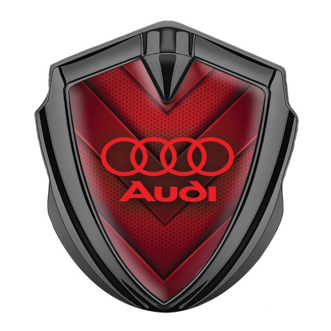 Audi Emblem Aufkleber Autozubehor Graphit Tonfarbe mit Rote V forming Elemente Design