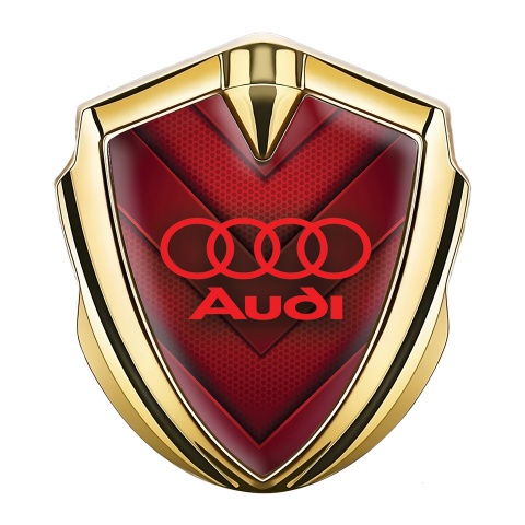 Audi Emblem Aufkleber Autozubehor Goldtonfarbe mit Rote V forming Elemente Design