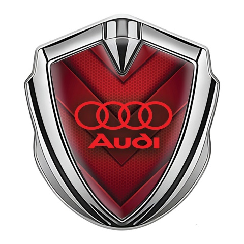 Audi Emblem Aufkleber Autozubehor Silbertonfarbe mit Rote V forming Elemente Design