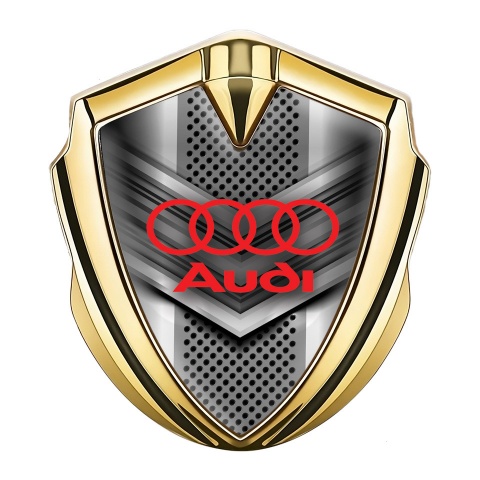 Audi Selbstklebendes Metallaufkleber Emblem Goldtonfarbe mit Maske Effekt