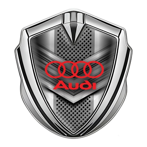 Audi Selbstklebendes Metallaufkleber Emblem Silbertonfarbe mit Maske Effekt