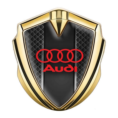 Audi Seitenflugel Emblem Aufkleber Goldtonfarbe mit Schwarze Quadrate Basis Stil