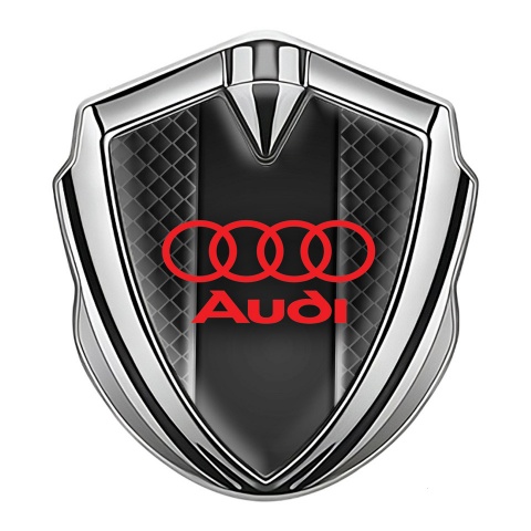 Audi Seitenflugel Emblem Aufkleber Silbertonfarbe mit Schwarze Quadrate Basis Stil