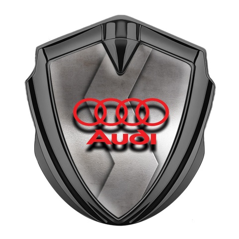 Audi Selbstklebendes Metallaufkleber Emblem Graphit Tonfarbe mit Metall Kurve effekt