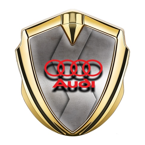 Audi Selbstklebendes Metallaufkleber Emblem Goldtonfarbe mit Metall Kurve effekt