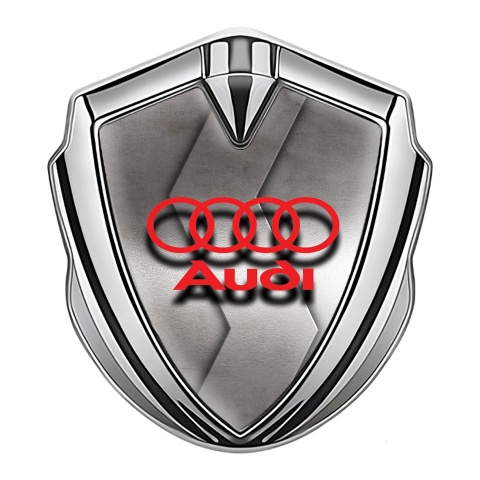 Audi Selbstklebendes Metallaufkleber Emblem Silbertonfarbe mit Metall Kurve effekt