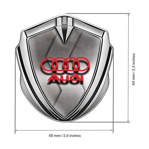 Audi Selbstklebendes Metallaufkleber Emblem Silbertonfarbe mit Metall Kurve effekt