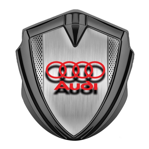 Audi Seitenflugel Emblem Aufkleber Graphit Tonfarbe mit Zentrale Metallplatte Design