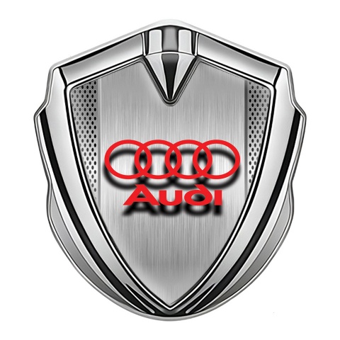 Audi Seitenflugel Emblem Aufkleber Silbertonfarbe mit Zentrale Metallplatte Design