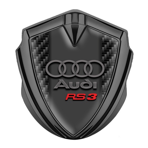 Audi RS3 Emblem Auto Zeichen Graphit Tonfarbe mit Schwarz Kohlenstoff Basis design