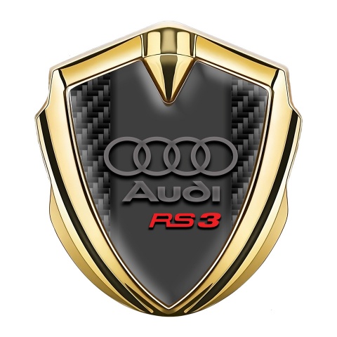 Audi RS3 Emblem Auto Zeichen Goldtonfarbe mit Schwarz Kohlenstoff Basis design
