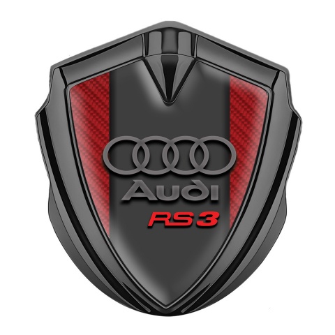 Audi RS3 Emblem Aufkleber Autozubehor Graphit Tonfarbe mit Rote Carbon und Graphite Logo Stil